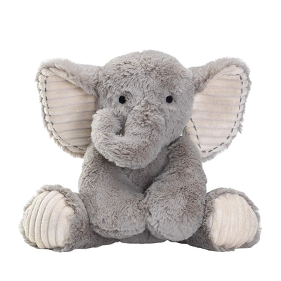 Plush elephant toy on a white background