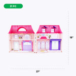 Boley American Doll House - 21 Pc Kids & Toddler Toy House Playset with Furniture, Dolls, Lights & Sounds, Foldable Portable Dollhouse for Girls & Boys