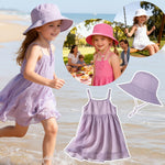 Zando Kids Sun Hat UPF 50+ Girls Sun Adjustable Bucket for Beach Breathable Sun Hats for Girls Summer Bach 4-8T Purple & Pink 4-8 Years