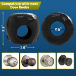 Child Safety Door Knob Cover (4 Pack) Hard-to-Remove Dual-Lock Door Handle Covers for Kids - Reusable Baby Proof Door Knob Locks - Installs Easily, No Tools Needed (Black)