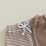 LIOMENGZI Toddler Baby Boy Summer Shorts Solid/Stripes Jogger Short Bottoms 2-Pack Infant Summer Clothes 6 12 18 Months 2T 3T (Brown, 0-6 Months)