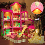 beefunni Doll House, Dream Dollhouse for Girls,Doll Houses 4-5 7-8 Year Old with 4 Stories -11 Rooms, 2 Dolls and Furniture, Princess Dollhouse 2025 Christmas Toy Gifts for 3 4 5 6 7 8+ Year Old Girls