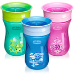 Chicco 360° Spoutless Sippy Cup 9+ Months, 9oz Toddler Training Cup, 2-in-1 Trainer with Removable Membrane for Open Cup, Spill-Resistant Rim, BPA-Free, Blue