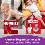 Huggies Size 5 Baby Diapers, Little Movers HuggFit 360° Baby Diapers with 360° Waistband, Size 5 (27+ lbs), 128 Count, Packaging May Vary