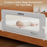 UWRVH Bed Rail for Toddlers 43in Folding Bed Rail,T-Shaped No-Drill Base with Safety Lock,Soft 3D Fabric,Baby Bed Rail Guard for Twin,Full,Queen,King Beds,Toddler Bed Rail Guard(Gray, 43" L)