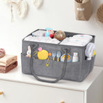 Volnamal Diaper Caddy with Wipe Dispenser One-Handed Access, Premium Diaper Organizer, Portable Car Organizer Nursery Basket for Newborn Essentials, Baby Registry Must Haves for Boys & Girls,Grey