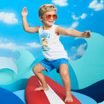 Garanimals Baby & Toddler Boy Beach Tank Tees - Kid's Sleeveless Tank Top - Size 6-9 Months - Off-White, Blue, Yellow, Medium Grey, White - 5 Pack