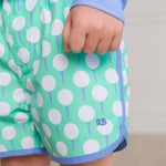 RUGGEDBUTTS Boys UPF50+ Sun Protection Dolphin Hem Swim Trunks - Tee Time, 2T