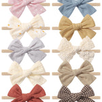 doboi 10PCS Baby Girls Headbands Hair Bows Nylon Linen Hairbands Handmade Hair Accessories for Newborn Infant Toddlers Little Girl and Kids
