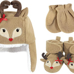 Hudson Baby Girls' Trapper Hat, Mitten and Bootie Set