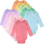 HonestBaby 10-Pack Long Sleeve Bodysuits One-piece 100% Organic Cotton for Infant Baby Boys, Girls, Unisex