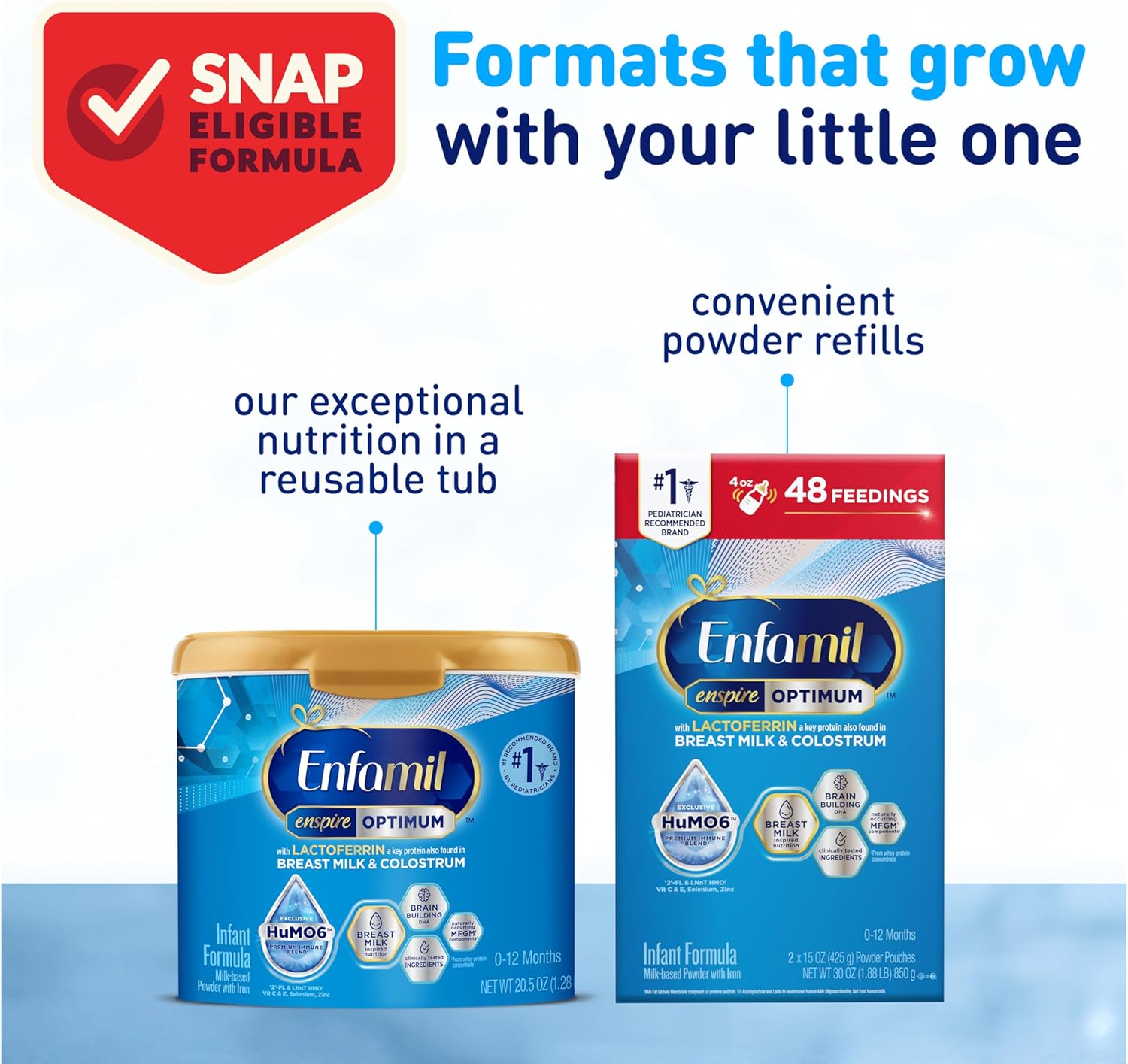 Enfamil Optimum Baby Formula, Our Closest Formula to Breast Milk, Immune-Supporting Lactoferrin also found in Breast Milk, Brain-Building DHA, 30 Oz, Pack of 4