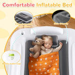 Abdtech Inflatable Toddler Travel Bed - Portable Toddler Bed for Kids - Comfortable Kids Air Mattress with 3 Sides Safety Bumpers - Toddler Blow Up Mattress with Sides for Camping Travel（53 Inches）