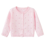 Miccina Baby Girls Cardigan Sweater Infant Toddler Knit Button Up Jacket Newborn Lace Trim Outfit Cotton Tops Pink