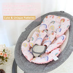 CARUILI Infant Car Seat Insert Cushion, Super Soft Baby Car Seat Head Support & 2 Straps Pads, Reversible Preemie Newborn Carseat Insert, Fit Car Seat, Stroller, Infant Bouncer, Pink Rainbow