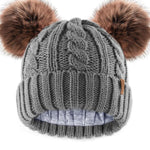 FURTALK Toddler Warm Winter Hat Kids Baby Knitted Soft Beanie with Double Faux Fur Pom Poms for Girls Boys
