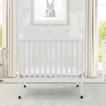 Delta Children Folding Portable Mini Baby Crib with 1.5-inch Mattress - Greenguard Gold Certified, White