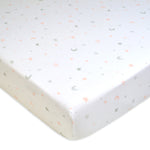 American Baby Company 2 Pack 100% Natural Cotton Fitted Crib Sheets 52" x 28" - Soft, Breathable, Hypoallergenic & Gentle Toddler Bed Sheets, Pink Stars and Blush, Neutral for Boys & Girls