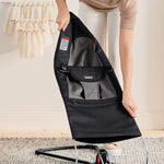 BabyBjörn Bouncer Balance Soft, Cotton, Black/Dark Gray | 2-in-1 Adjustable Baby Bouncer Seat and Toddler Chair, Newborn to Toddler (8-29 lbs), 4 Positions, Lightweight & Portable