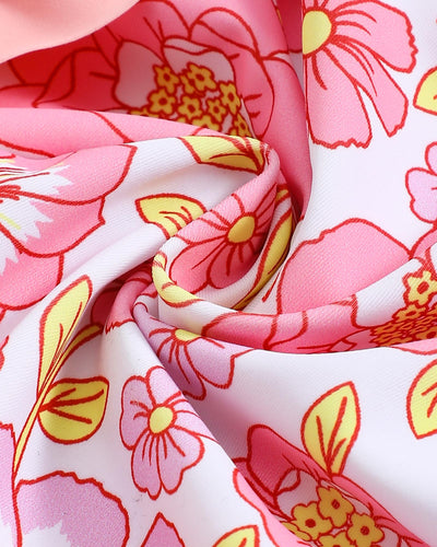 Kucnuzki Baby Girl Bathing Suit One Piece Swimsuit Pink Flower Bikini Set Baby 4T 5T Swimsuit Girls Toddler Ruffled Sleeveless Bathing Suits for Kids