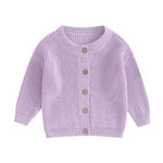 Newborn Baby Girls Knit Cardigans Long Sleeve Crewneck Hollow Knit Thin Sweater Toddler Button Tops Coat Outwear (Purple Cardigan, 12-18 Months)