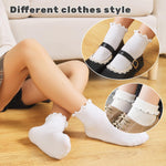 ANYANIME Toddler Ruffle Socks for Girls - 6 Pairs Non Slip Grippy Frilly Socks