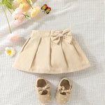 Pleated Skirt Fashion Versatile Skirt Baby Girls Infant Toddler Flared Short Skirt with Elastic (Khaki, 18-24 Months)