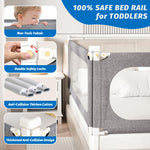 PNXDFC 3-Piece King Size Bed Rails for Toddlers, with Headboard Rod -Height Adjustable Baby' Safety Bed Rails Guard for King Size Bed(3Pack 78.7"x78.7"x74.8"-Gray)