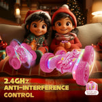 Terucle Remote Control Car for Girls, New Pink RC Cars Stunt RC Car Girl Toys for Girls Double-Sided 360° Rotating with Headlights 4WD Kid Toys Girls for Birthday Gifts (Pink)