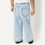 Amazon Essentials Baby Girls' Baby Girls and Toddlers' Soft Stretch Relaxed-Fit Wide Leg Jeans, Classic Light Wash, 12 Months