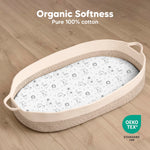 2-Pack Organic Bassinet Sheets for Girls, Boys - 100% Cotton Bassinet Mattress Sheets Compatible with Halo Bassinest Swivel Sleeper, Graco, Baby Delight, Chicco, Fitted Bassinet Sheets (KeaSafari)