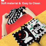 URMYWO Black and White Baby Toys, Tummy Time High Contrast Newborn Toys 0-3 Months, Soft Baby Book, Visual Stimulation Montessori Sensory Infant Toys 0-6-12 Months, Shower Gift, Stocking Stuffers