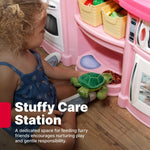 Step2 Fun with Friends Kids Kitchen Playset, Indoor/Outdoor Kitchenette, Interactive Play with Lights and Sounds, Durable Plastic, Includes 25 Piece Toy Accessories, Toddlers 2+ Years Old, Pink