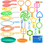 JOYIN Big Bubble Wands Set Bulk for Kids Summer Outdoor Activity Party Favors, 18 Pcs Giant Bubble Maker with Tray, 12" Large, 6 Pcs Solution Suitable for All Age People