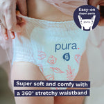 Pura Hypoallergenic Diaper Pants Size 8 (41+ lbs) Overnight, up to 12 Hours Leak Protection, Suitable for Sensitive Skin, Totally Chlorine Free, Soft Organic Cotton, 3 Packs of 15 (45 Pull Up Pants)
