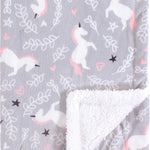Hudson Baby Unisex Baby Plush Mink and Sherpa Blanket, Pink Floral, One Size
