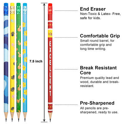 Shuttle Art Assorted Colorful Pencils, 180 Pack Kids Pencil Bulk with 12 Designs, #2 HB, Pre-sharpened Awards and Incentive Pencils for Kids School Home Party Favors,Goodie Bag Stuffers