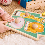 Melissa & Doug Jungle Friends Safari Animals Jumbo Knob Puzzle, Wooden Peg Puzzle for Toddlers, Educational Toy for Shape Recognition and Fine Motor Skills, Ages 1+