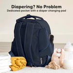 KeaBabies Diaper Bag Backpack - Small Multifunctional Travel Diaper Back Packs, Maternity Baby Changing Bags, 12L Capacity, PU Leather, Waterproof, Unisex, Nappy Changing Pad (Navy Blue, Small)