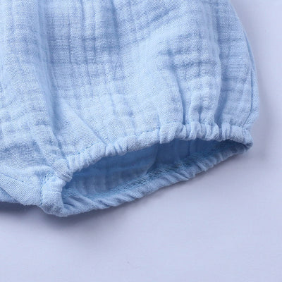 EISHOW Infant Baby Soft Ruffle Shorts Bloomers Toddler Boy Girl Solid Cotton Linen Blend Basic Bottom Cute Loose Harem Shorts (0-6 Months, D-Blue)