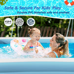 Sumbee Inflatable Swimming Kiddie Pool for Adults Kids Ages 4-8-12, Size 79" x 59" x 20" Rectangle Blow Up Family Pool for Children Backyard Outdoor Garden Summer Water Party Full-Sized Light Blue
