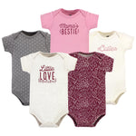 Hudson Baby Unisex Baby Cotton Bodysuits, Little Love Flowers 5-Pack, 18-24 Months