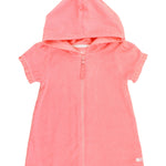 RuffleButts Girls Terry Knit Full-Zip Swim Cover-Up - Fashion Swimwear Cover-Up Dress Bubblegum Pink