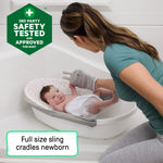 Ingenuity Sylvi Full Comfort 3-in-1 Grow with Me Baby Tub, Newborn to Toddler Baby Bath Tub, Supportive Sling, Includes Sylvie Wash Mit & Book, Easy Release Drain Plug, 0M+