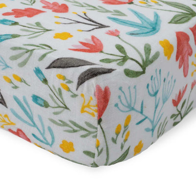 Little Unicorn – Meadow Fitted Crib Sheet | Fitted Crib Sheet | 100% Cotton Muslin | Super Soft | Sized for Standard Baby Crib & Toddler Mattress | Machine Washable | 52” x 28” x 9”