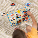 Melissa & Doug Vehicles Sound Puzzle - Wooden Peg Puzzle With Light-Activated Sound Effects (8 pcs) Puzzles for Toddlers, Wooden Puzzles For Kids Ages 2+