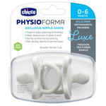 Chicco PhysioForma Luxe Orthodontic Pacifier for Babies 0-6 Months, One-Piece 100% Soft Silicone, Supports Breathing, Textured Shield & Handle, Included Sterilizing Case, BPA Free, 2-Pack, Pearl Grey