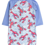 RUGGEDBUTTS Baby/Toddler Boy Swimsuit, One Piece Zipper Rash Guard Sunsuit with UPF 50+ Sun Protection - Blue Lobster Lagoon, 12-18m