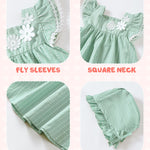Kucnuzki Baby Girl Clothes 3 6 Month Girl Clothes Summer Baby Green Dress Ruffle Fly Sleeve Square Neck A Line Casual Sundress Infant Dress Cute 2 Piece Outfit