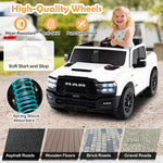 Costzon 2 Seater 24V Ride on Toy for Big Kids, Licensed 2025 Ram Rebel Electric Vehicles, Ride on Car Pickup Truck w/Remote, Storage, 2 x 100W Motors, Lights, Music & 4-Wheel Suspension (Pure White)